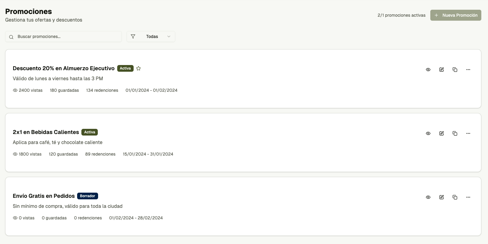 Gestión de Promociones